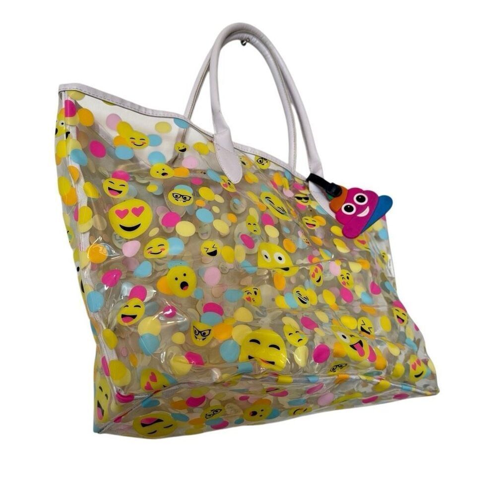 Justice Confetti Emojis Transparent Tote Bag Clear Multicolor Size 12" - Picture 5 of 7